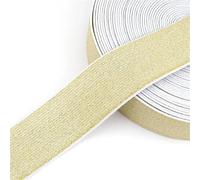 LXHZSY Elastico per Cucito 5/10M 10-50mm Fascia Elastica Glitterata for Cucire Elastici for Indumenti, Pantaloni, Cinture, Nastri, Accessori Fai da Te(WhiteGold,5Meters,15mm)