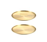 LXHZSY Piatti Acciaio Inox 2 pezzi di dischi da pranzo in acciaio inossidabile, rotondi, for sputare ossa, vassoi bassi, stoviglie for frutta e carne in oro argento(2Pcs 17cm Gold)