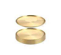 LXHZSY Piatti Acciaio Inox 6 pezzi di piatti rotondi in acciaio inossidabile dorato, bassi, da campeggio, barbecue, picnic, pentole(30cm)