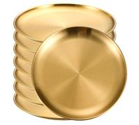 LXHZSY Piatti Acciaio Inox 8 pezzi di piatti rotondi da campeggio, impilabili for servire cibo, for insalata, frutta, dessert, snack, casa, portata all'aperto(8Pcs Gold 23cm)