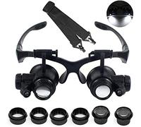 LXIANGN Lente d'ingrandimento a LED 10 x 15 x 20 x 25 x a mani libere lente d'ingrandimento con luce per lavori ravvicinati, gioielli, artigianato, orologi, hobby e lettura