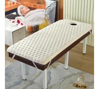 LXJDDLD Beige 6cm,T 70x185cm,Materasso in Memory Foam Antiscivolo per Lettino Salone Bellezza,Coprimaterasso per Lettino Spa Cotone Lavorato A Maglia,Copri Lettino per Massaggio Facciale con Foro