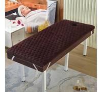 LXJDDLD Brown 6cm,S 70x180cm,Materasso in Memory Foam Antiscivolo per Lettino Salone Bellezza,Coprimaterasso per Lettino Spa Cotone Lavorato A Maglia,Copri Lettino per Massaggio Facciale con Foro