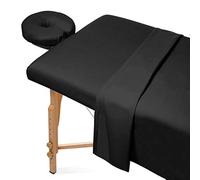 LXJDDLD ,Nero,185 * 80cm,Set di Fogli da Tavolo da Massaggio in Microfibra di 3 Pezzi, Include Copertura da Tavolo da Massaggio, Fogli Montati Riutilizzabili Lavabili