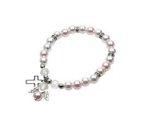 LXJLXD Braccialetto cattolico, elegante braccialetto elastico religioso braccialetto cattolico elegante gioiello da polso braccialetto unico per donne ragazze (rosa), Beads 8mm, Perle finte