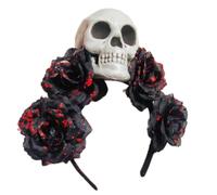 LXJLXD Cerchietto per capelli con teschio, per Halloween, sposa, sanguinante, gioco di ruolo, feste in maschera, spettacoli dal vivo, copricapo (nero)