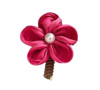 LXJLXD Elastico per capelli a forma di fiore per capelli con elastico per capelli, morbido, stile casual, elastico per capelli per trecce da ragazza (rosso rosa)