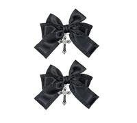 LXJLXD Fermaglio per capelli con fiocco con ciondolo, forcina per capelli da donna, per coda di cavallo, strumento per acconciature per ragazze (nero, 1 paio)