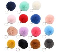LXJLXD Portachiavi in peluche da 7,6 cm con ciondolo a forma di pompon sintetici, per donne e ragazze, accesso alla borsa dei gioielli, Nero , Length 8cm, Width 8cm