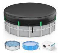 LXKCKJ Copertura invernale per piscine fuori terra, in polietilene resistente, con accessori per chiodi e bordi rinforzati, telo extra spesso e protezione antipolvere (nero)