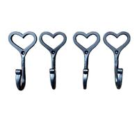 LXLAEOANG Attaccapanni A Muro 1pc/4pc ferro decorativo cappello vintage camera da letto casa supporto a parete gancio nero a forma di cuore appendiabiti porta portaoggetti(4pc)