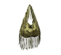 LXLAEOANG Borsa a tracolla grande con nappa e mezzaluna, verde, marrone, casual, semplice, retrò, a forma di gnocco(GREEN,39X1X47CM)