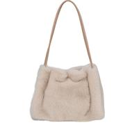 LXLAEOANG Borsa a tracolla in pelliccia sintetica da donna, borsa a secchiello in peluche, morbida a invernale(Khaki)
