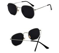 LXLAEOANG Occhiali da Sole Uomo Occhiali da sole polarizzati classici con montatura in metallo for uso unisex Protezione UV essenziale for la guida di attività all'aperto e viaggi(Black Silver)