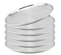 LXLAEOANG Piatti Acciaio Inox 6 pezzi di dischi da pranzo in acciaio inossidabile, piatti rotondi for spiedini ossa, vassoi bassi, stoviglie for frutta e carne in oro argento(26cm Silver 6Pcs)