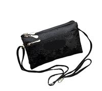 LXLAEOANG Portafoglio da donna con quattro cerniere, borsa lunga a pochette, borsa retrò in pelle per Carte, Monete(Black)