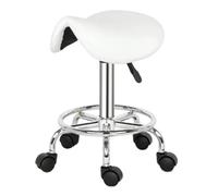 LXLAEOANG Sgabello Con Rotelle Sgabello girevole idraulico for salone di bellezza, sedia da massaggio, tatuaggio, viso, spa, ufficio, barbiere, professionale(White)