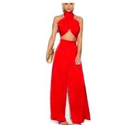 LXLAEOANG Top con Spalline Incrociate Set da Due Pezzi Donna Summer Brighter Color Stain con Bende, Papillon, Top Corto e Pantaloni a Gamba Larga, Coordinati for Feste(Size3,M)