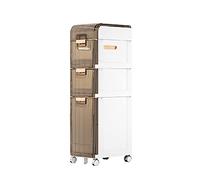 LXLCFHTD Modern Plastic Bathroom Storage Cabinet with Locking Wheels and Drawers Waterproof Side Storage Tower for Small Bathroom Kitchen Laundry Room Space saving and Stylish Storage Solution(4 Tier,