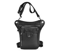 LXLTL Vintage in Pelle Marsupio, Impermeabile arsupio da Gamba Marsupio Laterale Marsupio Moto Borsello Cintura Marsupio Porta Cellulare Marsupio Cosciale Cinturone per Uomo e Donn,Nero