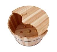 LXMBHAM Comodo Secchio per ammollo dei Piedi in Legno Naturale, Durevole Bacino per i Piedi con Coperchio per Uomini Donne Bambini a casa all'aperto, Botte per pediluvio Warm as Ever