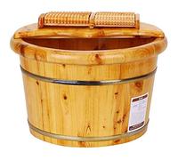 LXMBHAM Lavandino in Legno, Secchio per Vaschetta per Pediluvio in Legno Massello di Cedro per Pediluvio, Massaggio Spa con Ciotola per Pedicure, con Massaggiatore per Coperchio Warm as Ever