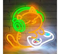 Lxmoneon Gatto che gioca Insegna al neon insegne al neon colorate per decorazioni da parete luce a forma di gatto da gioco led sign per camera da letto sala giochi cameretta per ragazzi