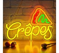 Lxmoneon Insegna luminosa Crêpes,Insegne al neon per alimenti francesi | luce al neon USB per porte e finestre,segno led dimmerabile per pancake cucina feste ristorante negozio di creperie