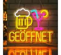 Lxmoneon Insegne luminose GEÖFFNET con birra e cocktail, insegna al neon Open per bar, luce al neon colorata per l'indicatore di apertura aperto insegna luminosa a LED per bar pub ristorante festa
