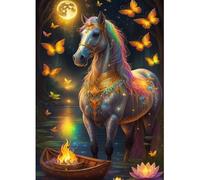 Lxmsja 5D Cavallo Diamond Painting Adulti, Diamond Painting Kit Completo, Animale Diamantini Crystal Art, Strass Ricamo a Punto Croce, Hobby Creativi Adulti Decorazioni da Parete e Casa 30x40cm