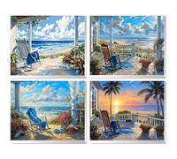 lxmydm Dipingere con i numeri, per adulti, spiaggia, fai da te, set da 4 pezzi, tela HD, antipiega, colore polipropilene di alta qualità, adatto come regalo 20 x 30 cm