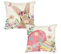 LXONTSG Federe per Cuscini Pasquali,2PCS Federa per Cuscino Di Pasqua,Cuscini Pasquali,Federa per Cuscino in Cotone e Lino,Federe per Cuscino Pasquale 45 x 45 cm per Divano Decorazione Della Casa (A)