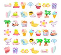 LXONTSG Mini Figure Spiaggia Charm Resina, 40pcs Mini Ciondoli Estivi in Resina, Minis Resinas Set, Miniatures Resinas Figure, per Micro Mondi DIY, Cover Telefono, Fermagli per Capelli (Colore B)