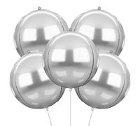 LXONTSG Palloncini Argento 5 Pezzi XXL 4D Metallizzati per Feste di Compleanno, Matrimoni, Anniversari, Baby Shower