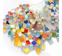 Lxoraziy 1000g/Circa 1100PCS Pietre Colorate per Mosaico di Vetro, Tessere per Mosaico Piastrelle Assortite, Pietre Multicolore, 10 x 10 mm, per Decorazioni Cornici Vasi Arte Casa DIY