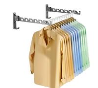 Lxoraziy 2 Pezzi Appendiabiti da Parete, Stendino Alluminio da Muro Ripiegabile a 90 grad, Stendibiancheria Pieghevole per Lavanderia con 40cm Asta per Appendere, Camera da Letto, Bagno(Grigio)