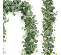 Lxoraziy 2 Pezzi Ghirlanda di Eucalipto Artificiale 180cm, Viti Artificiali da Appendere a Foglie diEucalipto Verde Ghirlanda per Parete, Matrimonio