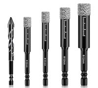 Lxoraziy 5 Pezzi 6/8/10/12mm Punte Trapano, Set Punte Trapano Diamantate, per Porcellana, Piastrelle, Granito, Vetro, Muratura