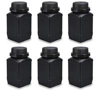 Lxoraziy 6 Pezzi 500 ml Bottiglie a Bocca Larga con Tappi a Vite, Bottigliette di Plastica HDPE, Flacone per Sostanze Chimiche, Contenitore da Laboratorio, per Contenitore da Laboratorio(Nero)