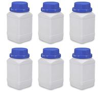 Lxoraziy 6 Pezzi 500 ml Bottiglie a Bocca Larga con Tappi a Vite, Bottigliette di Plastica HDPE, Flacone per Sostanze Chimiche, Contenitore da Laboratorio, per Contenitore da Laboratorio(Bianco)