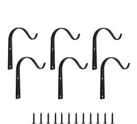 Lxoraziy 6 Pezzi Ganci per Piante, Appendere Staffe, Metallo Staffa, Ganci da Parete, per Appendere Cestini, Vaso, Uccelli Mangiatoie, Piante, Lanterne, Campanelle a Vento(Nero)