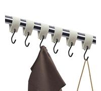 Lxoraziy 6 Pezzi Gancio a S con Passante in Pelle, Ganci a S multifunzionali, Gancio a S in Acciaio Inox, Gancio per Cappotto per Cucina, Bagno, Camera da Letto e Ufficio (Bianco)