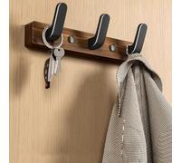 Lxoraziy Naturale Legno Noce Massello Fatto Mano Moderno Appendiabiti Parete con 3 Ganci, Appendiabiti da Muro, Attaccapanni da Muro Moderno in Legno per Ingresso, Cameretta e Bagno (3 Ganci)
