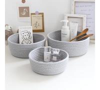 Lxoraziy Set di 3 Cestini Portaoggetti Intrecciato in Corda di Cotone, Impilabile Cesto Portaoggetti, Cestini Organizer per Bagno, per Bagno, Cameretta, Salotto, Giocattoli, Ufficio(Grigio)