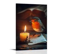 LXPPLSYY Decorazione artistica da parete a forma di pettirosso, poesia a lume di candela, con penna a piuma antica e pergamena, decorazione moderna da appendere, 60 x 90 cm