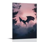 LXPPLSYY Decorazione artistica da parete con drago ombra che allarga le ali in un cielo crepuscolare pieno di fumo, decorazione moderna da appendere, 30 x 45 cm