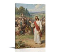 LXPPLSYY Decorazione artistica da parete con Gesù che racconta la parabola del seminatore alla folla, spiega la verità con fenomeni naturali, decorazione moderna da appendere, 60 x 90 cm
