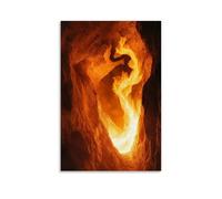 LXPPLSYY Decorazione artistica da parete con immagine di un dio serpente che si forma dalle ombre in una grotta illuminata dalla fiamma, decorazione moderna da appendere, 50 x 75 cm