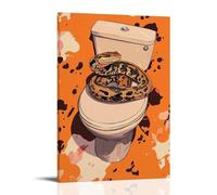 LXPPLSYY Decorazione artistica da parete con motivo a serpente avvolto intorno al sedile del WC, striscia di fumetti, sfondo arancione pulito, decorazione moderna da appendere, 50 x 75 cm