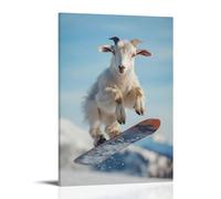 LXPPLSYY Decorazione artistica da parete con scritta "A Goat Doing A 360 Spin on A Snowboard, Clean Icy Back" (30 x 45 cm)